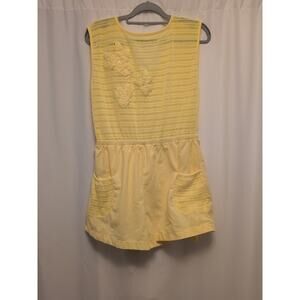 80s womens vtg L here's a hug yellow shorts jumper floral accent